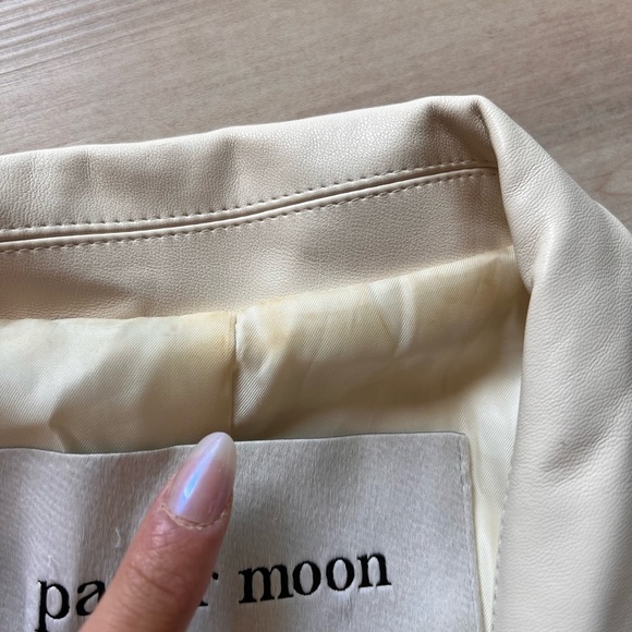 Papér Moon for Frankie Shop Cream Oversized Leather Blazer - Picture 5 of 10
